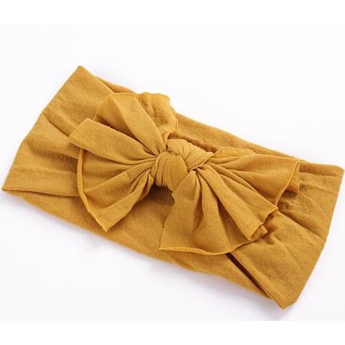 1pcs Wide Bows Nylon Headbands Baby Girls Soft Elastic Nylon Head Bands 2018 Candy Colors Knot Bow Turban Head Wraps Hair Band