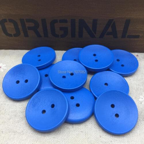 50pcs 2 Holes Dark Blue 30mm Wooden Bowl Buttons Embellishment Sewing Garment Round Button Crafts Shoe Decoration