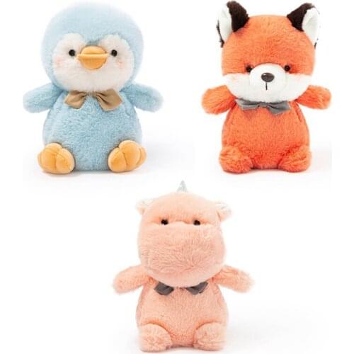 23cm Long Plush Fluffy Kawaii Penguin Foxes Hippos Rabbit Plush Toy Soft Cartoon Animal Bunny Stuffed Doll Baby Toys Gifts