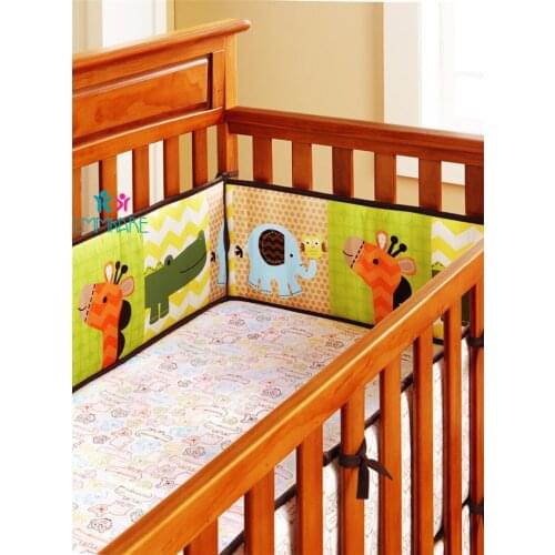4pcs Animal Embroidery Newobrn Crib Bumper Safety Roll Cute Baby Bedding Kids Protective Fence around for Babies Christmas Gift