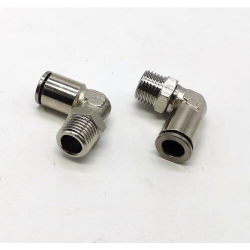 5PCS Male Elbow Pneumatic Nickel Plated Brass Push In Quick Connector 1/4'' tube o.d 8mm