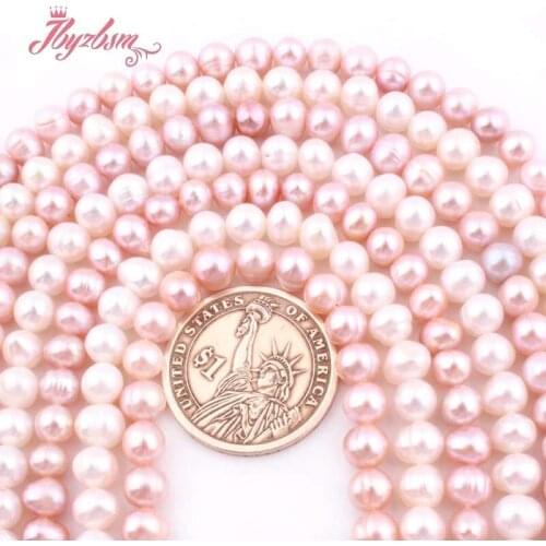 6-7mm Nearround Cultured Freshwater Pearl Natural Stone Loose Bead For DIY Women Classic Necklace Bracelat Jewelry Making 15"