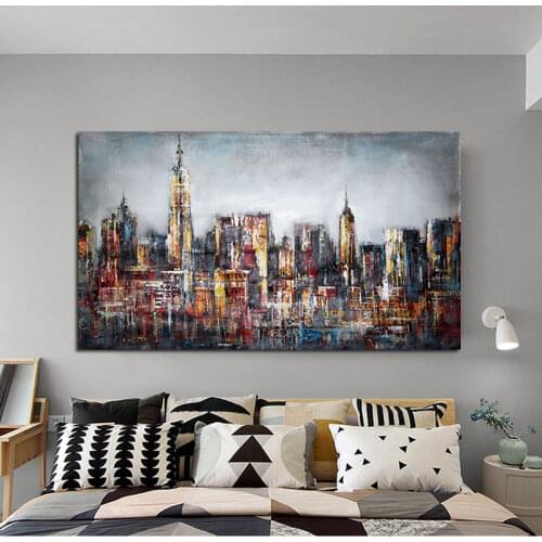Abstract City Landscape Wall Art Canvas Prints Modern Pop Wall Graffiti Art Paintings Decorative Pictures For Living Room Decor