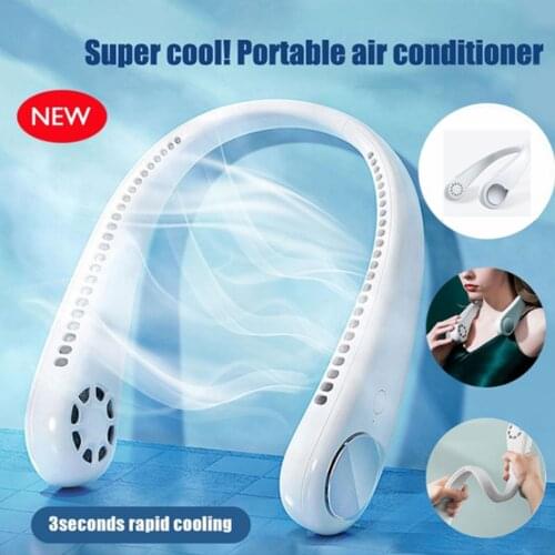 Summer Air Cooling Neck Fan Bladeless Hanging Neckband Fan Air Cooler Outdoor Sport Mini USB Rechargeable Neckband Fans Mute