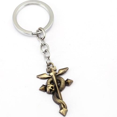 10pcs/lot Fullmetal Alchemist Keychain Cross Charm Key Chain Men Key Ring Holder Anime Chaveiro Pendant Jewelry Souvenir