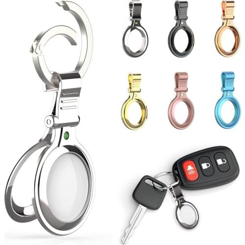 Carry Case Protective Skin Cover For Apple Airtag Locator Soft Plastic Shell Silicone Sleeve Metal Ring Buckle