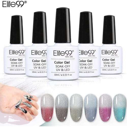 Elite99 Silver Gold Shimmer Temperature Change Gel Nail Polish 10ML Soak Off UV LED Nail Varnish Primer Manicure Nail Lacquer