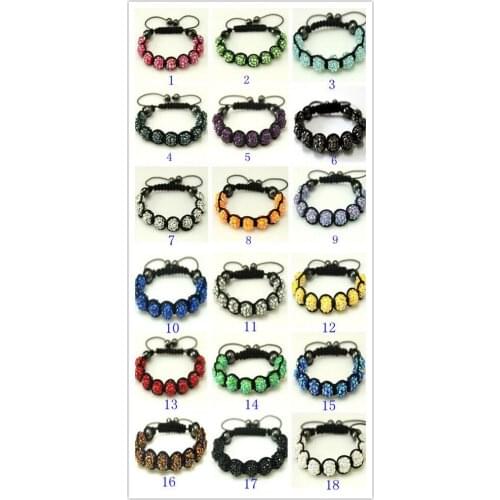 Hg23n ball+new+Gift 18Pcs/Lot Mixed 18 Color Hotsale Resin rhinestone bead jewelry Bracelet For Men