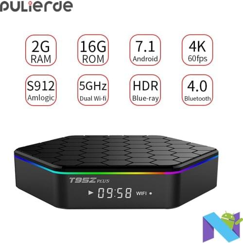 PULIERDE T95Z Plus 2GB 16GB 3GB 32GB Android 7.1 TV BOX Amlogic S912 Octa Core 2.4G/5GHz WiFi Bluetooth4.0 4K Smart Media Player