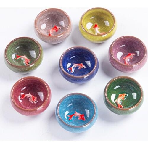 Ceramic purple sand Kung Fu tea set single owner ice cracked cup glaze pattern household tea cup