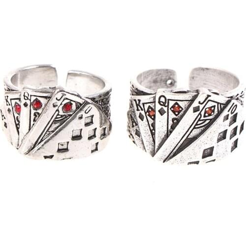 Playing Card Resizable Ring Titanium Stainless Steel Material Rings Hiphop Rock Street Culture Fashion Trendy Man Jewelry Gift