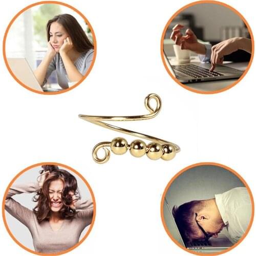 Beads Ring Spinner Single Coil Ring Beads Rotate Freely Finger The Anti Women Anxiety Ring Toy Relieve Stress Ring For Girl C4K0