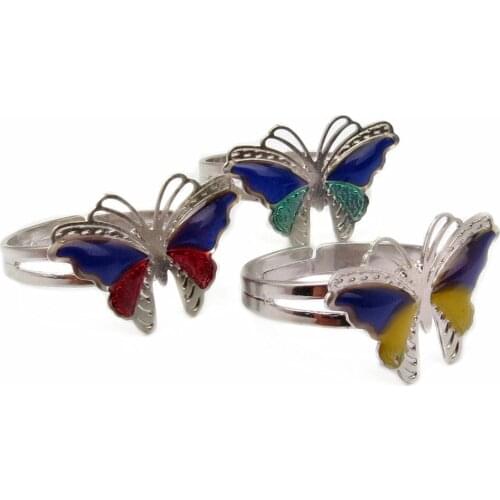 Yingwu Animal Butterfly Mood Ring Change Color Ring Adjustable Size Temperature Finger Ring Wholesale 30pcs Lot