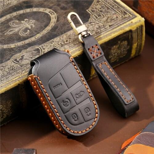 Leather Car Remote Key Full Cover Case for Fiat Jeep Renegade Grand Dodge Ram 1500 Journey Charger Dart Challenger Chrysler