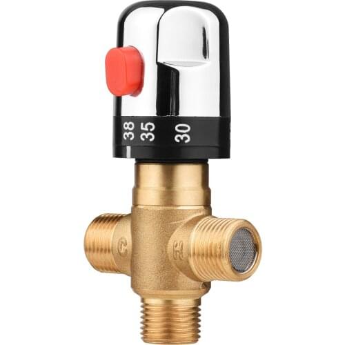 Brass Thermostatic Valve Temperature Control Faucet Hot Cold Water Mixing Valve for Bathroom Solar Heating System Water Pipe