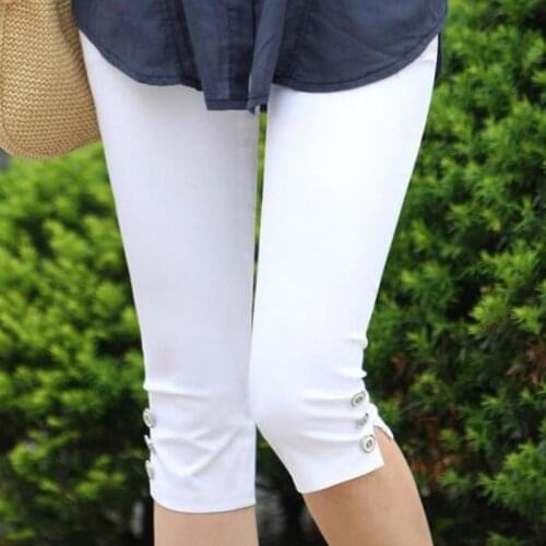 Hot Sale Womens Plus Size S-XXXXL Summer Slim Waist Candy Color Stretch Leggings Capris Fashion Pencil Pants Crops For Female