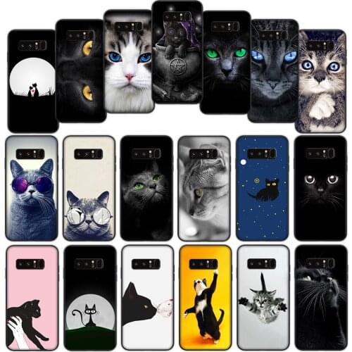Eyes in Black Cat Owl Soft Cover Case for Samsung Galaxy Note 8 9 A01 A60 M10 M20 M30 M40 M30S S8 S9 Plus