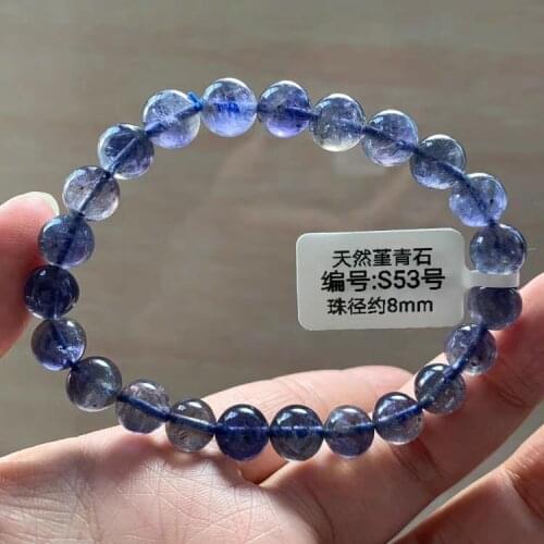 7mm 8mm 9mm Natural Blue Dichroite Cordierite Iolite Stone Stretch Bracelet For Women Charm Crystal Bead Bracelet AAAAA