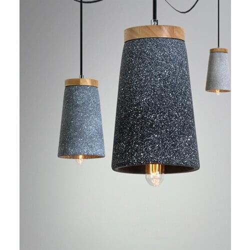 Nordic Industrial Led Cement Pendant Light Modern Concret Wooden Hanging Lamp Fixture Luminaire Kitchen Lighting E27 WF101406