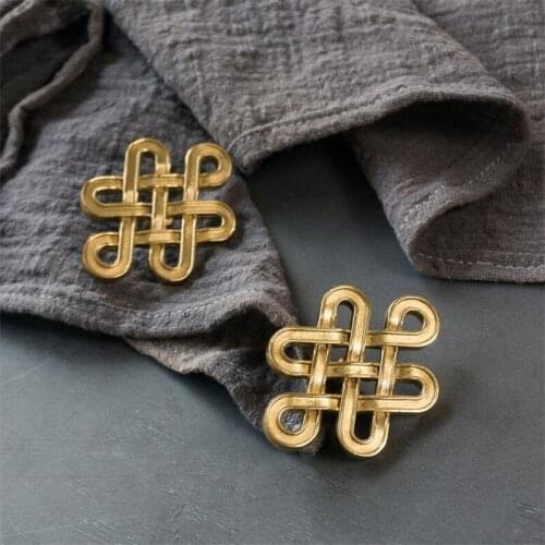 1Pc New Chinese Knot Brass Handle Wardrobe Cupboard Shoe Cabinet Wine Cabinet Door Drawer Handles Single Hole Furniture Knob