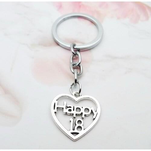 New Jewelry Love Happy 18 Necklace Alloy Keychain Adult Gift 18 Years Old Commemorative Jewelry Accessories Fashion Key Ring