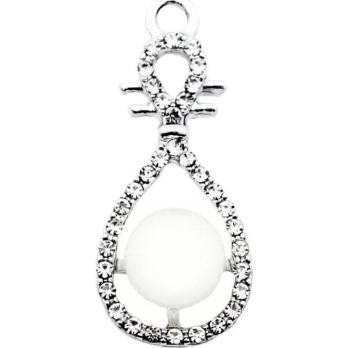 New Arrival 20pcs/lot pearl Crystal Dangle Charms Lobster Clasp Hanging Charm For Bracelet&Pendant Floating Charms Jewelry