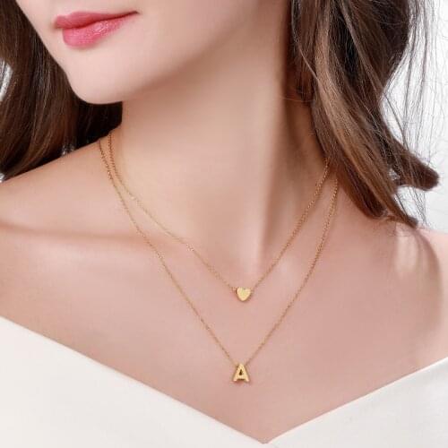 Tiny Heart Name Necklace Lovely Necklace Chain Necklace Letter Name Necklace For Women Stainless Steel Letter Necklace Gift