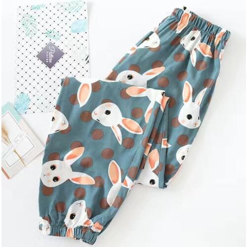 Sleep Bottom Women 100% Cotton Long Pant Home Pajamas Long Pants Big Size Casual Fashion Flower Sleepwear kPaCotAkoWka