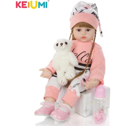 New Cute Realistic Princess KEIUMI 24 Inch Boneca Reborn Soft Silicone Newborn Doll For Girl Cloth Body Kids Christmas Gifts