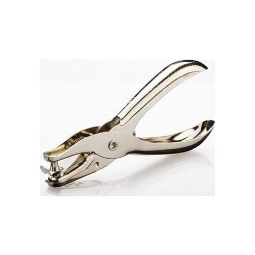 Deli 0114 handheld full metal single hole punch phi . 6mm silver color manual 1 hole metal punch