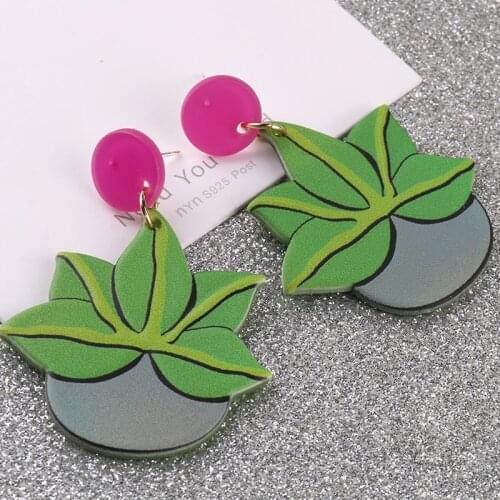 Green Leaves Dangle Earrings for Women 2021 New Arrival Party Wedding Engagement Acrylic Fashion Jewelry Cute Female Earring