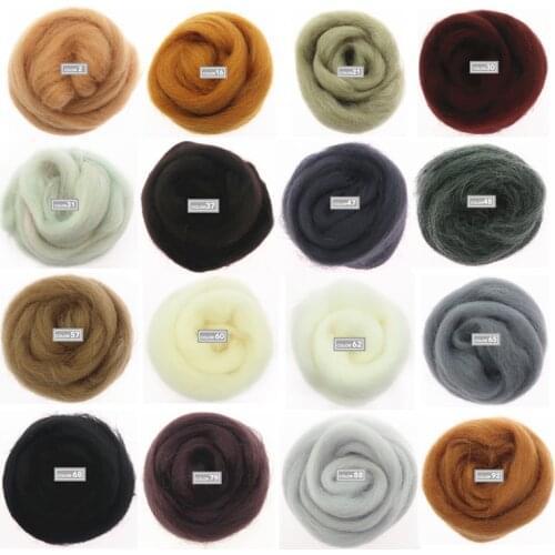 16 Base Colors Series Felting Wool Fibre 10g/20g/50g/bag Flower Animal Wool Roving Needle Handmade Spinning DIY Craft Materials