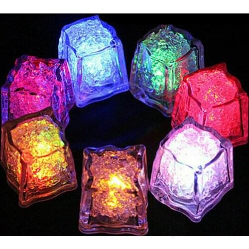 12pcs LED Ice Cube Lights Glowing Square Shape Neon Sign Light for Wedding Festival Bar Wine Tasteless Glass Decorative Lamp