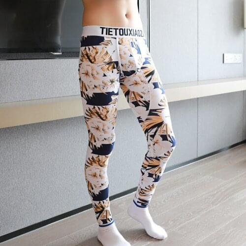 Thin youth thermal underwear mens long Johns cotton autumn and winter male students fashion slim bottom line pantsT