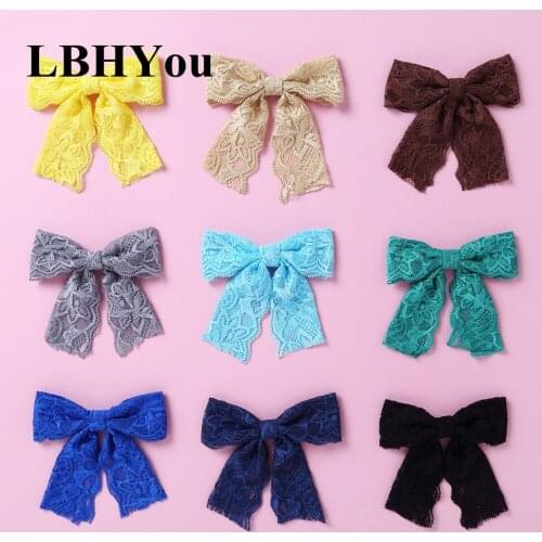 2021 New Spring Lace Swallow Tail Hand Tie Hair Clips For Girls Princess Soild Colors Lace Fabric Hair Barrettes