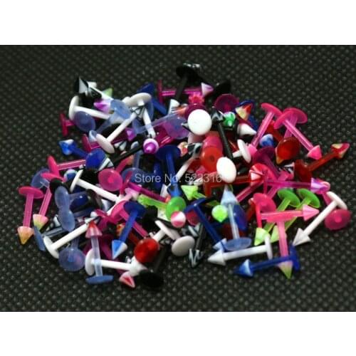 1.2*8*3/3mm mornoe labret jewelry lip ring mix color with spike design 100pcs acrylic body piercing jewelry bioplast barbell