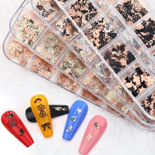 1 Box Rose Gold Silver Color Nail Art Metal 3D Mini Frame Jewelry Filling UV Resin Epoxy Mold Making Filling For DIY Jewelry