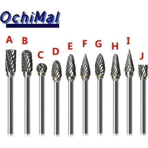 10Pcs Carbide Rotary File 3mm Grinding Head Hand Tool Metal Grinding Carving Polishing Burr File Boring Tool Double groove bits