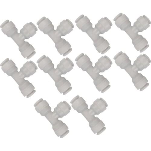 10 pcs Water purifier 1/4 inch fast joint Three branch joint to 1/4" 6.5MM pipe 1/4" Tee 3 Way Tube Quick Connect Push Fit RO