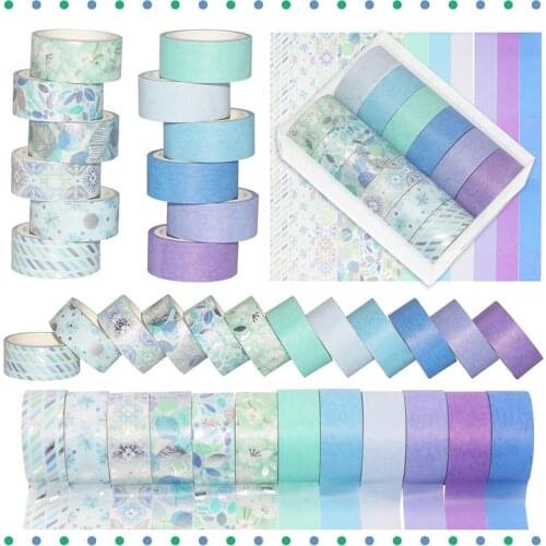 12 Pcs/Set Gold Silver Foil Washi Tape Solid Color Masking Tape Cute Decorative Adhesive Tape Sticker Scrapbook Diary Stationery