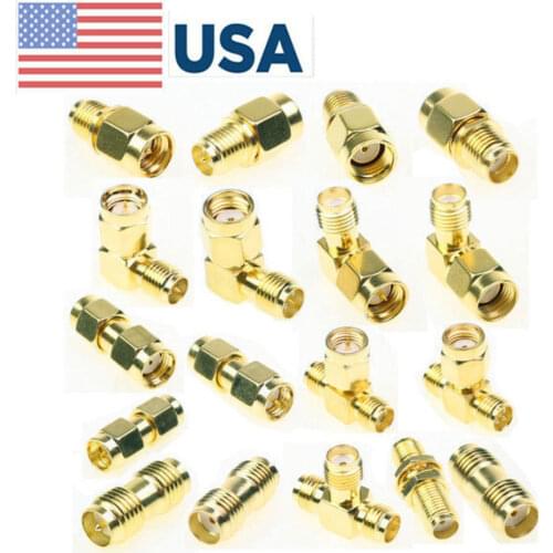 18 Pcs SMA Kits Connector Male Female Plug Antenna Converter Adapter Coax Set