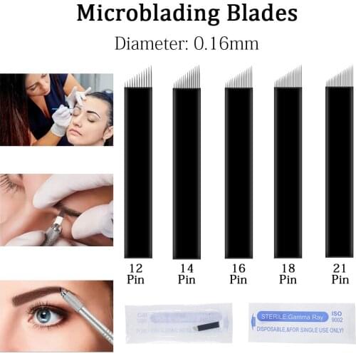 50/100Pcs 0.16mm Laminas Tebori Nano Needles 12/14/16/18/21Pin Microblading Needle Blades For Manual Tattoo Eyebrow Pens Agulhas