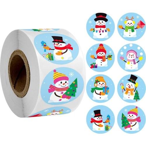 500pcs/roll Christmas Sticker 8 Designs Pattern Cartoon Sticker for Kids Toys Christmas Gift Waterproof Adhesive Labels