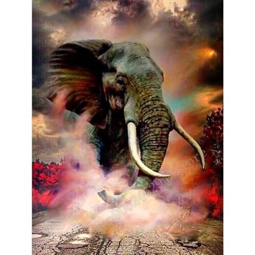 Full Square Diamond Embroidery Full Display Animal Diamond Painting Elephant Cross Stitch Animal Mosaic 5D DIY Home Decor FF2133