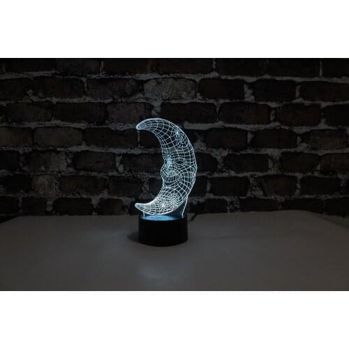 Free Shipping, YJM-2864,Smile Moon, 3D LED Decorated Colorful Nightlights, Table or Bed Lamp with Touch Control