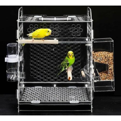 Ornamental pet bird cage acrylic large breathable bird house parrot tiger skin breeding cage with bird accessories parrot cage