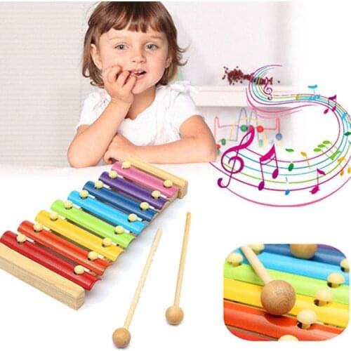 Wooden 8 Tones Multicolor Xylophone Wood Musical Instrument Toys For Baby Kids YH-17