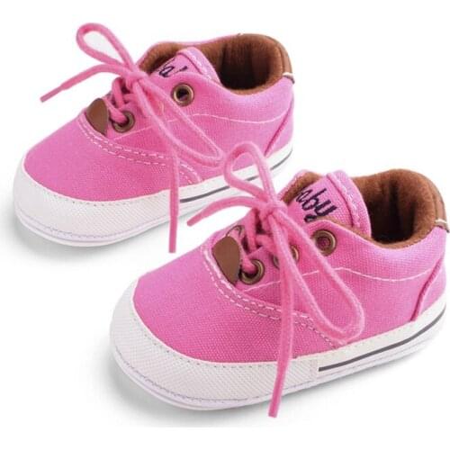 Baby Classic Solid Color Casual Canvas Shoes Lace-up Sneakers Soft-soled Infant Toddler Shoes