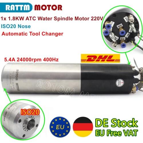 『EU Delivery』1.8KW ATC Water Cooled Spindle Motor Automatic Tool Changer 220V Dia 80mm, ISO20, 24000rpm for CNC Router Machine
