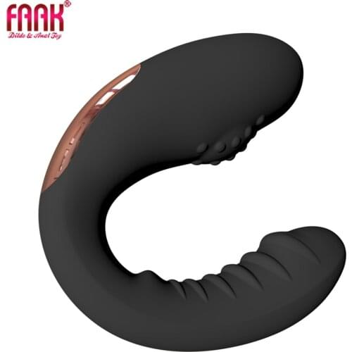 FAAK U Shape Vibrator double vibrating anal plug prostate massage clit stimulate male masturbator G Spot sex toys for women